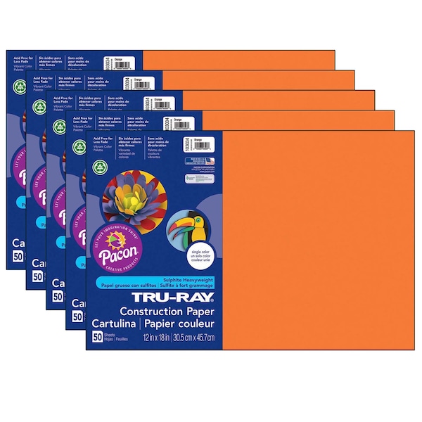 Tru-Ray Construction Paper, Orange, 12x18in, PK250